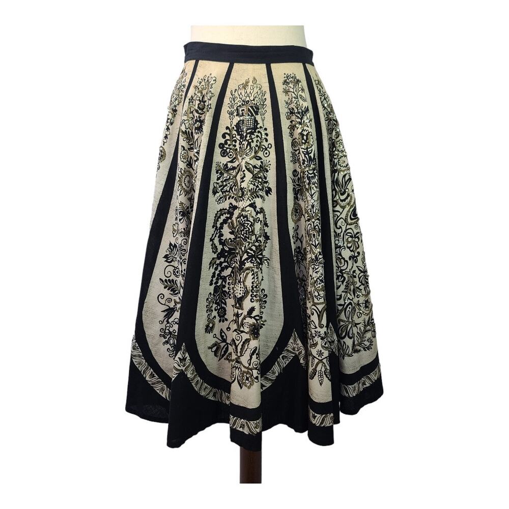 Spanish Main Charlotte Amalie Virgin Islands Black Tan Sequin Vintage Skirt S